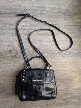 Michael Kors Mini Karla | Leather Croc Embossed Studded bag